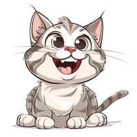 Smiling cartoon cat with a cheerful expression vector