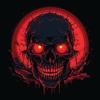 Evil Skull with Glowing Eyes Halloween Art vector