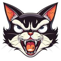 Furious cartoon cat with an exaggerated expression of anger in v vector
