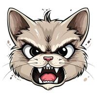 Furious cartoon cat showcasing an intense angry face in a vector