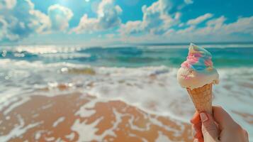 Enjoying Ice Cream on a Sunny Beach Day photo