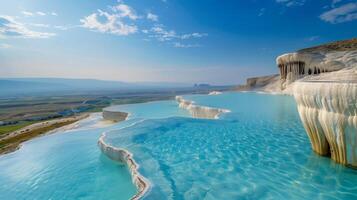 The Ethereal Beauty of Pamukkale Thermal Water Terraces in Turkey photo