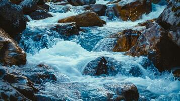 Tranquil Water Flow Over Rocks in Nature Embrace photo