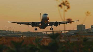 A plane taking off from an airport photo