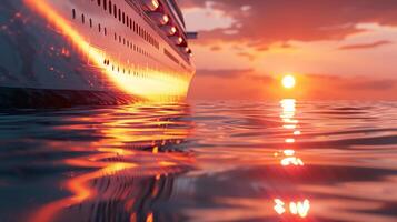 A close-up of a cruise ship at sunset photo