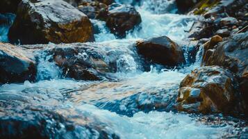 Tranquil Water Flow Over Rocks in Nature Embrace photo