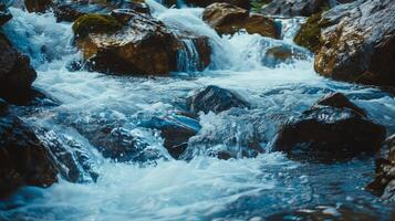 Tranquil Water Flow Over Rocks in Nature Embrace photo