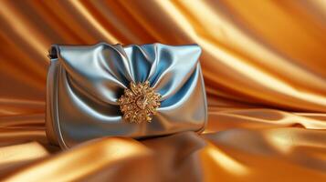 Clutch Elegance Against a Luxurious Satin Background photo