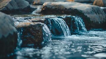 Tranquil Water Flow Over Rocks in Nature Embrace photo