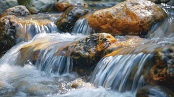 Tranquil Water Flow Over Rocks in Nature Embrace photo