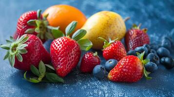 Fresh Strawberries and Assorted Fruits photo