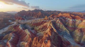 Dawn's Radiance over Zhangye Danxia Landform photo