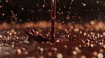 Rich Dark Chocolate Pouring with Delicious Sparkle photo