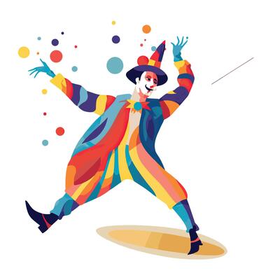 Jester Performing Tricks Minimalist Drawing