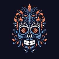 Intricate Skull Minimalist Artistic Halloween Design vector