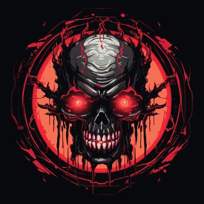 Glowing Red Eyed Zombie Skull Halloween Horror
