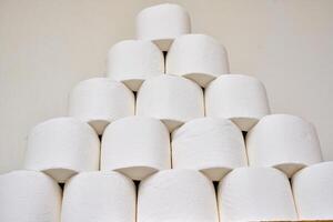 Pile of toilet paper in wc photo