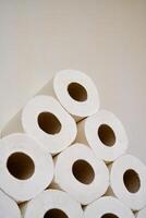 Pile of toilet paper in wc photo