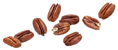 Pecan nuts isolated on white background with clipping path photo