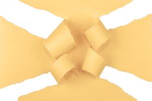 Ripped color paper with curled edges. White color under the color paper photo