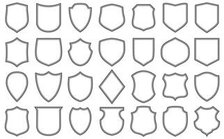 Shields outline set collection element vector