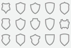 Shields outline set collection element vector