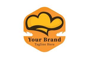 Bakery logo. chef hat with bread. suitable for bakery brand, pastries, cakes, food and more. Simple design editable vector