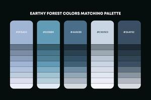 Earth color palette or color schemes are trends combinations and palette guides. Example of table color shades in RGB and HEX. Pro vector