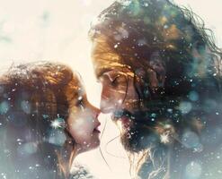 A Father And Daughter Share A Moment In The Snow photo