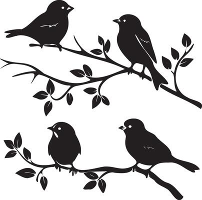 Black silhouette birds