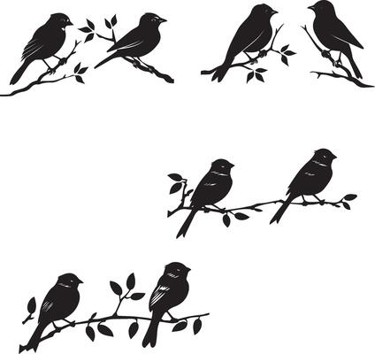 Black silhouette birds