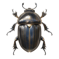 3D Render of a Golden and Black Beetle with Spiked Legs and a Shiny Exoskeleton png