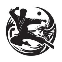 Set of Martial Arts Silhouette Design vector