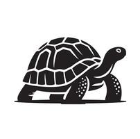 black illustration of a tortoise logo icon in silhouette. Perfect for branding, logos, or minimalist designs vector