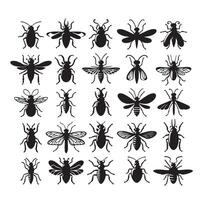 flat design insect silhouette collection vector