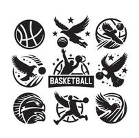 Basketball logo design set template simple style design vector