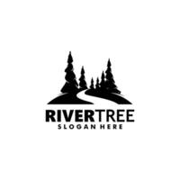 River tree logo design template vector