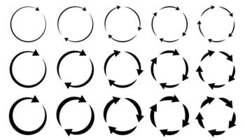 Different circular and different thickness circular arrows sign symbols illustration. vector