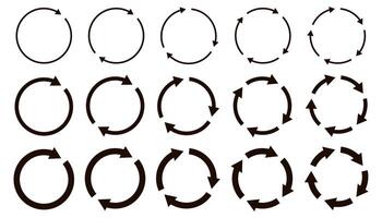 Different circular and different thickness circular arrows sign symbols illustration. vector