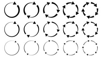 Different circular and different thickness circular arrows sign symbols illustration. vector