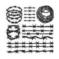 Barber Wire set isolated white background. Razor Wire in trendy minimal geometric style. Brutal prison fence collection. illustration can used web design vector