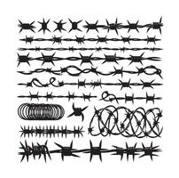 Barber Wire set isolated white background. Razor Wire in trendy minimal geometric style. Brutal prison fence collection. illustration can used web design vector