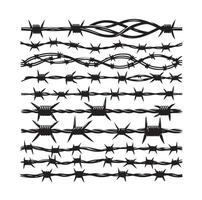 Barber Wire set isolated white background. Razor Wire in trendy minimal geometric style. Brutal prison fence collection. illustration can used web design vector