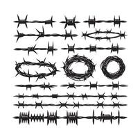 Barber Wire set isolated white background. Razor Wire in trendy minimal geometric style. Brutal prison fence collection. illustration can used web design vector