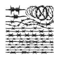 Barber Wire set isolated white background. Razor Wire in trendy minimal geometric style. Brutal prison fence collection. illustration can used web design vector