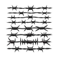 Barber Wire set isolated white background. Razor Wire in trendy minimal geometric style. Brutal prison fence collection. illustration can used web design vector