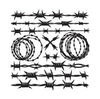 Barber Wire set isolated white background. Razor Wire in trendy minimal geometric style. Brutal prison fence collection. illustration can used web design vector