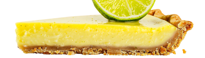 Closeup of Delicious Key Lime Pie with a Lime Slice on Top png