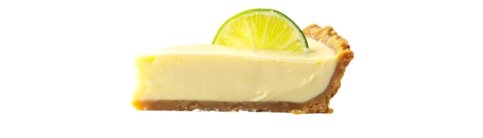 A Slice of Key Lime Pie with a Lime Wedge on Top - Food Photography png