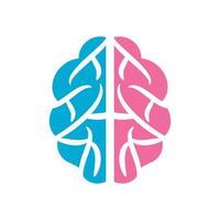 Blue and pink brain illustration for strategy, growth, innovation concepts suitable for educational materials, presentations, mental health resources, business content vector